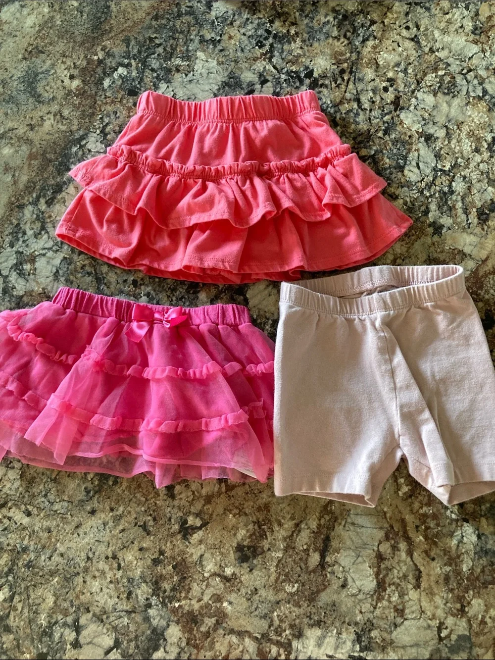 Girls Skirt & Shorts Set - Coral, Hot Pink tutu, Light Pink shorts